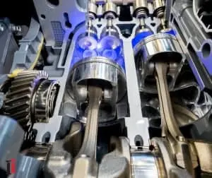 Engine pistons and cylinders.