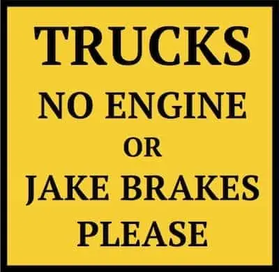 No Jake Brakes truck sign
