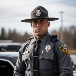 Police officer looking at camera