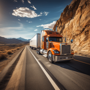 Truck driving on road