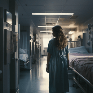 Woman in hospital