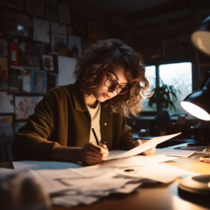 Woman looking at paperwork
